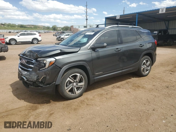 2020 GMC Terrain SLT with VIN 3GKALVEV0LL192836, listed as a Copart auction lot 57177325 with 59,695 mi miles and Salvage title. Bid and sale history available at DreamBid. Image 1.