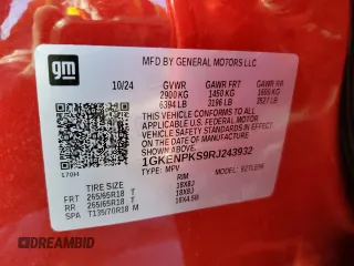 2024 GMC Acadia AWD AT4 z VIN 1GKENPKS9RJ243932, wystawiony jako Copart lot #81902624 z przebiegiem 979 mil mil oraz Szkoda całkowita • Salvage title. Historia ofert i sprzedaży dostępna na DreamBid. Obrazek 16.