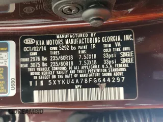 2015 Kia Sorento EX with VIN 5XYKU4A78FG644297, listed as a Copart auction lot 85431194 with 151,279 mi miles and Salvage Title. Bid and sale history available at carsss.com. Image 13.