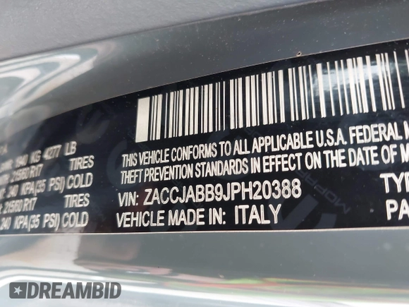 2018 Jeep Renegade Latitude with VIN ZACCJABB9JPH20388, listed as a IAAI auction lot 42212067 with 90,270 mi miles and . Bid and sale history available at DreamBid. Image 9.