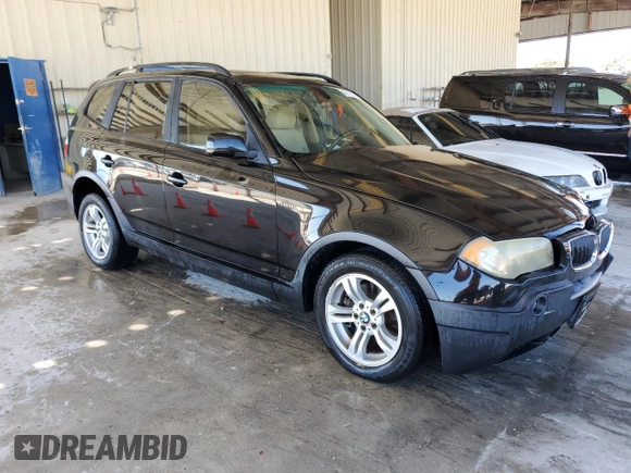 2005 BMW X3 3.0i with VIN WBXPA93435WD14234, listed as a Copart auction lot 46112025 with 114,353 mi miles and Salvage title. Bid and sale history available at DreamBid. Image 4.