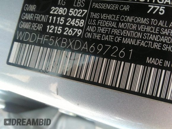 2013 Mercedes-Benz E 350 Luxury with VIN WDDHF5KBXDA697261, listed as a IAAI auction lot 42129287 with 130,939 mi miles and . Bid and sale history available at DreamBid. Image 9.