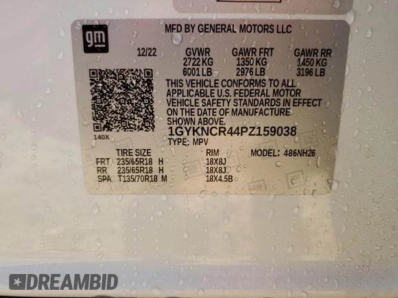 2023 Cadillac XT5 FWD Premium Luxury with VIN 1GYKNCR44PZ159038, listed as a Copart auction lot 50614465 with 11,781 mi miles and Salvage Title. Bid and sale history available at carsss.com. Image 14.