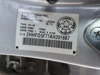 2010 Acura CSX Technology z VIN 2HHFD5F77AH201887, wystawiony jako Copart lot #77610604 z przebiegiem 94 442 mil mil oraz Szkody całkowita. Historia ofert i sprzedaży dostępna na DreamBid. Obrazek 12.