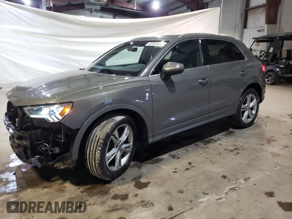 2020 Audi Q3 S line Premium Plus with VIN WA1EECF3XL1114302, listed as a Copart auction lot 52161355 with 39,536 mi miles and Salvage Title. Bid and sale history available at carsss.com. Image 1.