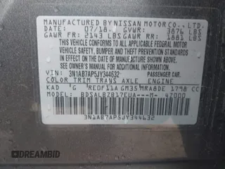 2018 Nissan Sentra SV z VIN 3N1AB7AP5JY344632, wystawiony jako IAAI lot #41776158 z przebiegiem 64 406 mil mil oraz . Historia ofert i sprzedaży dostępna na DreamBid. Obrazek 9.