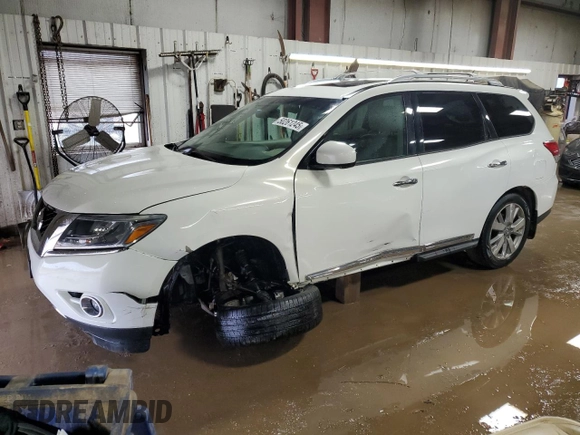 2013 Nissan Pathfinder SV with VIN 5N1AR2MM0DC613822, listed as a Copart auction lot 50261245 with 120,311 mi miles and Salvage Title. Bid and sale history available at carsss.com. Image 1.
