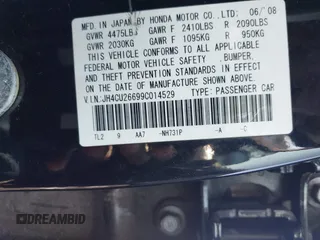 2009 Acura TSX z VIN JH4CU26699C014529, wystawiony jako IAAI lot #41961081 z przebiegiem 182 835 mil mil oraz . Historia ofert i sprzedaży dostępna na DreamBid. Obrazek 9.