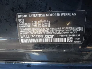 2019 BMW 4 Series 430i xDrive with VIN WBA4J3C53KBL08291, listed as a IAAI auction lot 41471858 with 63,933 mi miles. Bid and sale history available at carsss.com. Image 9.