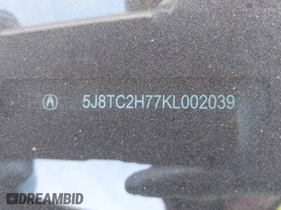 2019 Acura RDX w/Advance Pkg with VIN 5J8TC2H77KL002039, listed as a IAAI auction lot 41275764 with 45,129 mi miles. Bid and sale history available at carsss.com. Image 9.