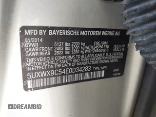 2014 BMW X3 xDrive28i with VIN 5UXWX9C54E0D34283, listed as a IAAI auction lot 41868866 with 71,839 mi miles and . Bid and sale history available at DreamBid. Image 9.