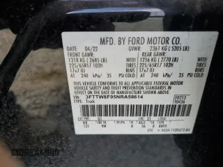 2022 Ford Maverick XL with VIN 3FTTW8F95NRA58614, listed as a Copart auction lot 44469595 with 47,098 mi miles and Salvage Title. Bid and sale history available at DreamBid. Image 12.