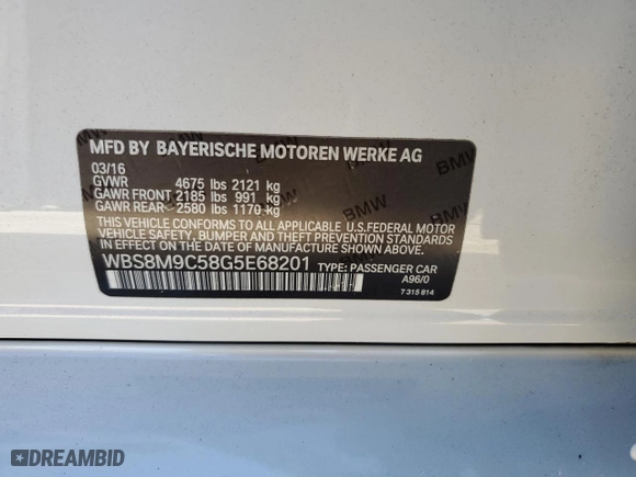 2016 BMW M3 with VIN WBS8M9C58G5E68201, listed as a Copart auction lot 41220633 with 0 mi miles. Bid and sale history available at carsss.com. Image 14.