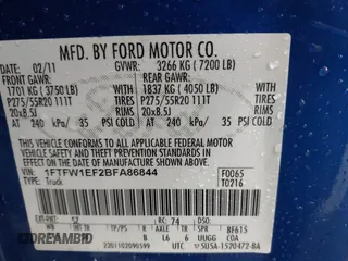 2011 Ford F-150 XL with VIN 1FTFW1EF2BFA86844, listed as a IAAI auction lot 41177179 with 112,388 mi miles. Bid and sale history available at carsss.com. Image 9.