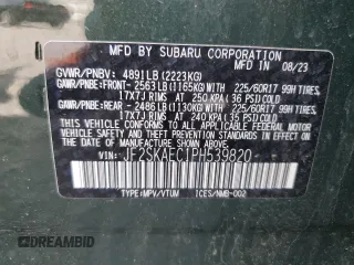 2023 Subaru Forester Premium with VIN JF2SKAEC1PH539820, listed as a Copart auction lot 61533035 with 21,518 mi miles and Salvage title. Bid and sale history available at DreamBid. Image 14.