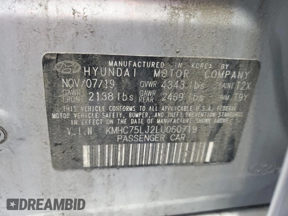 2020 Hyundai Ioniq SE with VIN KMHC75LJ2LU060719, listed as a Copart auction lot 81160044 with 44,770 mi miles and Salvage title. Bid and sale history available at DreamBid. Image 15.