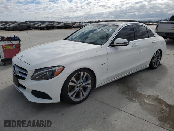 2017 Mercedes-Benz C 350e with VIN 55SWF4HB6HU214606, listed as a Copart auction lot 42625235 with 47,499 mi miles and Salvage Title. Bid and sale history available at DreamBid. Image 1.