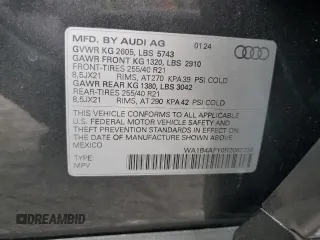 2024 Audi SQ5 Premium Plus with VIN WA1B4AFY0R2062235, listed as a Copart auction lot 75702414 with 1,600 mi miles and Salvage Title. Bid and sale history available at DreamBid. Image 13.