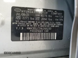 2022 Hyundai Ioniq SEL z VIN KMHC85LC1NU266230, wystawiony jako Copart lot #83797634 z przebiegiem 41 177 mil mil oraz Szkoda całkowita • Salvage title. Historia ofert i sprzedaży dostępna na DreamBid. Obrazek 12.
