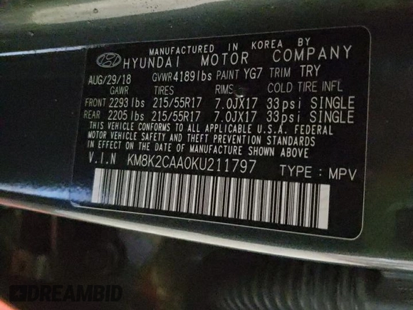 2019 Hyundai Kona SEL with VIN KM8K2CAA0KU211797, listed as a Copart auction lot 38299973 with 70,845 mi miles. Bid and sale history available at carsss.com. Image 15.