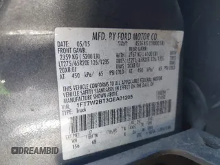 2016 Ford F-250 Lariat with VIN 1FT7W2BT3GEA01205, listed as a IAAI auction lot 41718372 with 363,877 mi miles and . Bid and sale history available at DreamBid. Image 9.