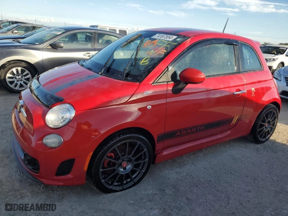 2015 FIAT 500 Abarth with VIN 3C3CFFFH7FT502497, listed as a Copart auction lot 74167554 with 0 mi miles and Salvage Title. Bid and sale history available at carsss.com. Image 1.