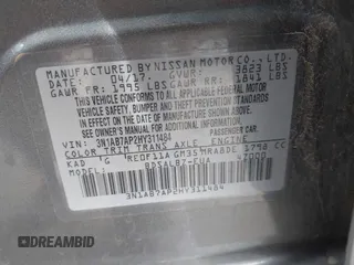 2017 Nissan Sentra S with VIN 3N1AB7AP2HY311484, listed as a IAAI auction lot 42013955 with 64,413 mi miles and . Bid and sale history available at DreamBid. Image 9.