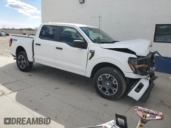 2024 Ford F-150 STX with VIN 1FTEW2LP8RKD25196, listed as a Copart auction lot 49453105 with 13,449 mi miles and Salvage Title. Bid and sale history available at carsss.com. Image 4.