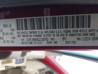 2012 Jeep Liberty Sport with VIN 1C4PJMAK0CW130753, listed as a IAAI auction lot 41639680 with 147,743 mi miles and . Bid and sale history available at DreamBid. Image 9.