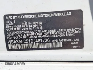 2013 BMW 3 Series 328i z VIN WBA3A5C51DJ461736, wystawiony jako IAAI lot #42662559 z przebiegiem 152 985 mil mil oraz . Historia ofert i sprzedaży dostępna na DreamBid. Obrazek 9.