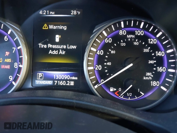 2017 Infiniti Q50 3.0t Premium with VIN JN1EV7AR0HM838534, listed as a IAAI auction lot 41625322 with 130,090 mi miles. Bid and sale history available at carsss.com. Image 7.