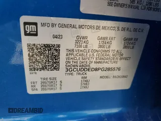 2023 Chevrolet Silverado 1500 LT z VIN 3GCUDDED8PG285576, wystawiony jako Copart lot #59766225 z przebiegiem 29 455 mil mil oraz Szkoda całkowita • Salvage title. Historia ofert i sprzedaży dostępna na DreamBid. Obrazek 12.