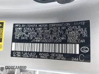 2013 Lexus ES 300h with VIN JTHBW1GG5D2012539, listed as a IAAI auction lot 41893892 with 47,999 mi miles and . Bid and sale history available at DreamBid. Image 9.