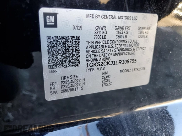 2020 GMC Yukon Denali with VIN 1GKS2CKJ1LR108755, listed as a Copart auction lot 45872565 with 84,156 mi miles and Salvage Title. Bid and sale history available at carsss.com. Image 14.