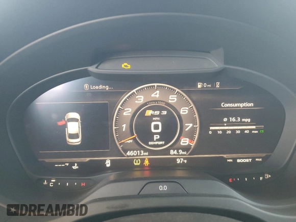 2020 Audi RS 3 z VIN WUABWGFF3LA902025, wystawiony jako Copart lot #75758204 z przebiegiem 46 013 mil mil oraz Szkoda całkowita • Salvage title. Historia ofert i sprzedaży dostępna na DreamBid. Obrazek 9.