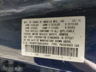 2016 Acura TLX V6 with VIN 19UUB2F35GA006925, listed as a IAAI auction lot 41810848 with 41,604 mi miles. Bid and sale history available at carsss.com. Image 9.