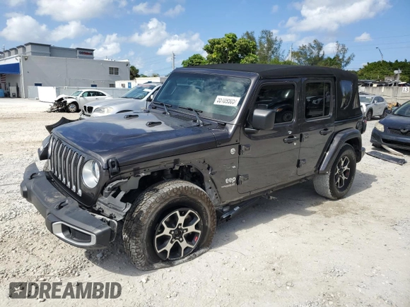 2021 Jeep Wrangler Unlimited Sahara с VIN 1C4HJXEN9MW574788, выставлен на аукционе Copart как лот 55109505 с пробегом 21 974 миль миль и Списание • Salvage title. История ставок и продаж доступна на DreamBid. Изображение 1.
