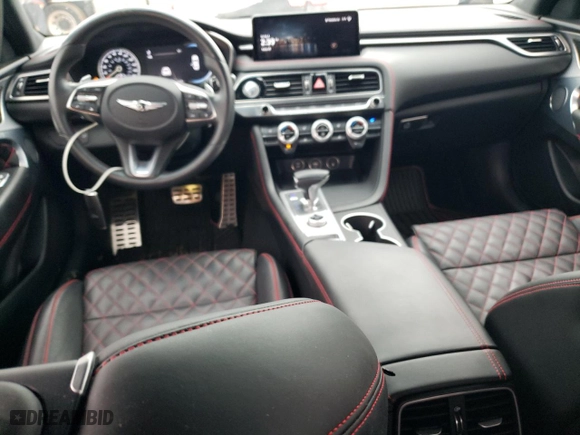 2023 Genesis G70 3.3T with VIN KMTG54TE1PU106024, listed as a Copart auction lot 70501604 with 24,470 mi miles and Salvage Title. Bid and sale history available at carsss.com. Image 8.