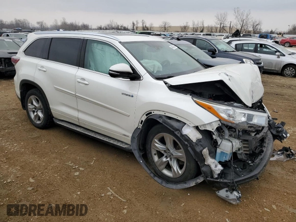 2016 Toyota Highlander Hybrid Limited with VIN 5TDDCRFH5GS017328, listed as a Copart auction lot 44014574 with 0 mi miles. Bid and sale history available at carsss.com. Image 4.
