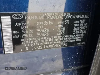 2023 Hyundai Santa Fe SE with VIN 5NMS14AJXPH597060, listed as a Copart auction lot 72561864 with 15,311 mi miles and Salvage Title. Bid and sale history available at carsss.com. Image 14.