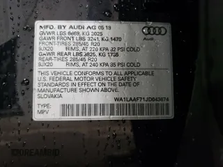 2018 Audi Q7 Premium Plus with VIN WA1LAAF71JD043674, listed as a Copart auction lot 49294125 with 66,577 mi miles and Salvage Title. Bid and sale history available at carsss.com. Image 13.