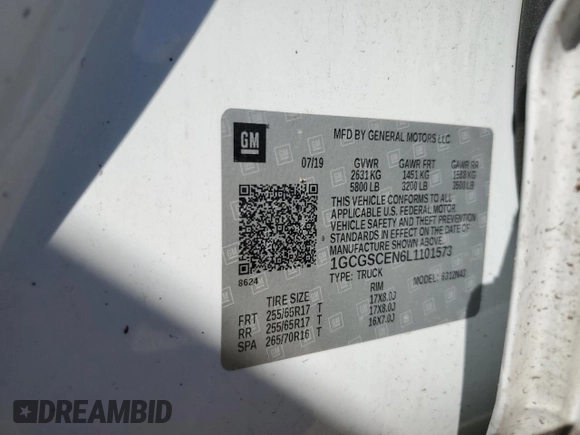 2020 Chevrolet Colorado 2WD LT with VIN 1GCGSCEN6L1101573, listed as a Copart auction lot 48778285 with 39,632 mi miles and Salvage Title. Bid and sale history available at DreamBid. Image 15.