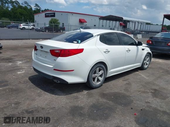 2015 Kia Optima LX with VIN KNAGM4A76F5639319, listed as a IAAI auction lot 42552130 with 207,006 mi miles and . Bid and sale history available at DreamBid. Image 4.