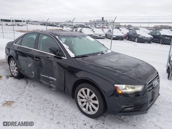 2013 Audi A4 Premium with VIN WAUBFAFL2DN036132, listed as a IAAI auction lot 41344158 with 156,073 mi miles. Bid and sale history available at carsss.com. Image 1.