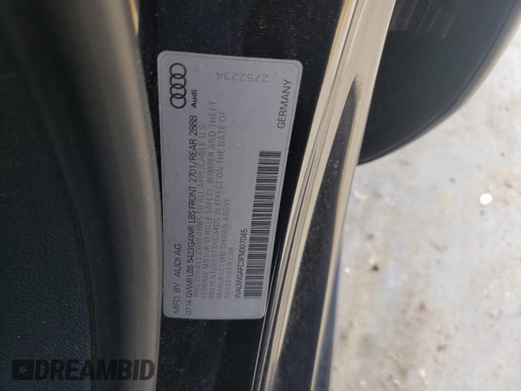 2015 Audi A7 3.0 Premium Plus with VIN WAUWGAFC3FN007045, listed as a Copart auction lot 46978484 with 86,194 mi miles. Bid and sale history available at carsss.com. Image 12.
