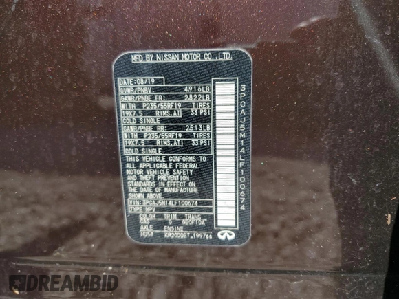 2020 Infiniti QX50 Luxe с VIN 3PCAJ5M14LF100674, выставлен на аукционе Copart как лот 60468365 с пробегом 25 497 миль миль и Списание • Salvage title. История ставок и продаж доступна на DreamBid. Изображение 13.