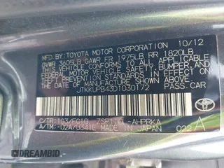 2013 Scion xD with VIN JTKKUPB43D1030172, listed as a IAAI auction lot 42433011 with 102,607 mi miles and . Bid and sale history available at DreamBid. Image 9.