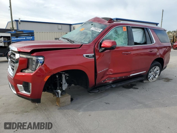 2021 GMC Yukon SLT with VIN 1GKS1BKD9MR416572, listed as a Copart auction lot 77548524 with 24,436 mi miles and Non Repairable. Bid and sale history available at carsss.com. Image 1.