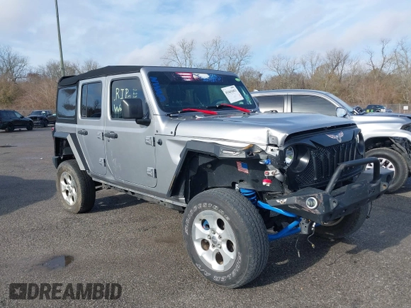 2020 Jeep Wrangler Unlimited Sport S with VIN 1C4HJXDG4LW221778, listed as a IAAI auction lot 41441662 with 76,026 mi miles and . Bid and sale history available at DreamBid. Image 1.