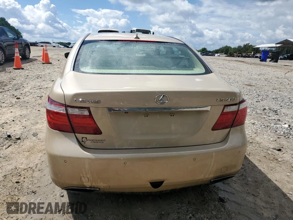 2007 Lexus LS 460 with VIN JTHBL46F775047802, listed as a Copart auction lot 56669525 with 181,584 mi miles and Salvage title. Bid and sale history available at DreamBid. Image 6.